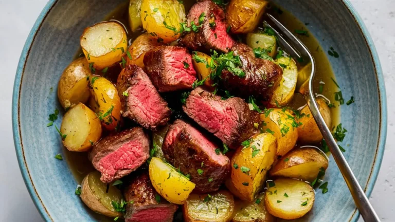 Garlic Butter Steak Bites and Potatoes