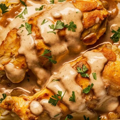 Creamy Smothered Chicken and Rice recipe