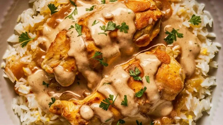 Creamy Smothered Chicken and Rice recipe