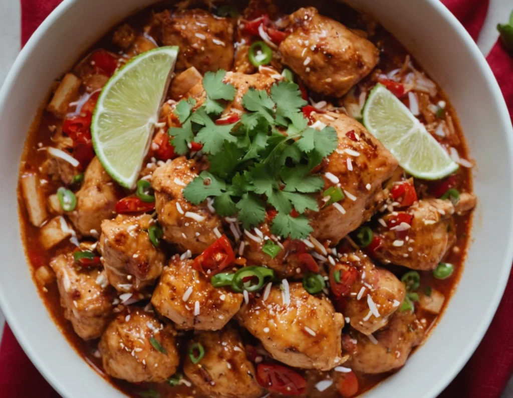 Chili Chicken Bowl with Coconut Lime Drizzle