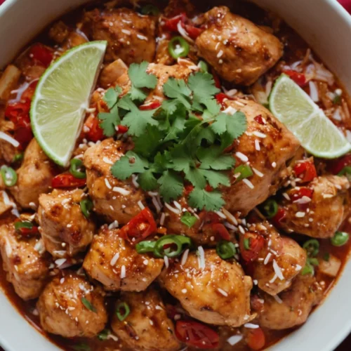 Chili Chicken Bowl with Coconut Lime Drizzle